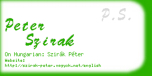 peter szirak business card